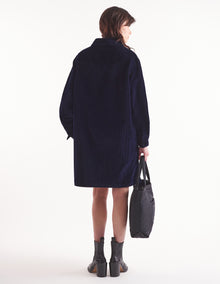 Womens | Corduroy Double Pocket Mini Shirt Dress | Navy