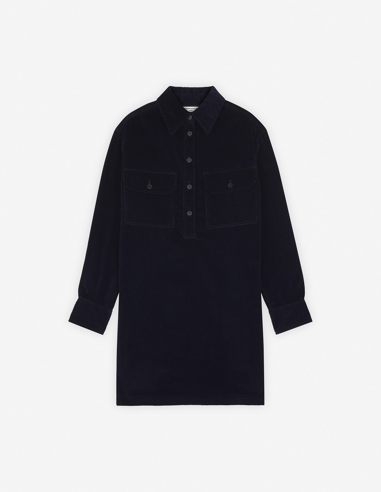 Womens | Corduroy Double Pocket Mini Shirt Dress | Navy