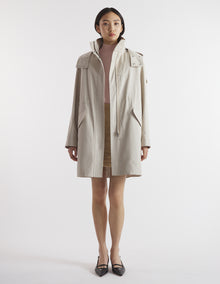Womens | Cotton Gabardine Winter Parka | Smoke