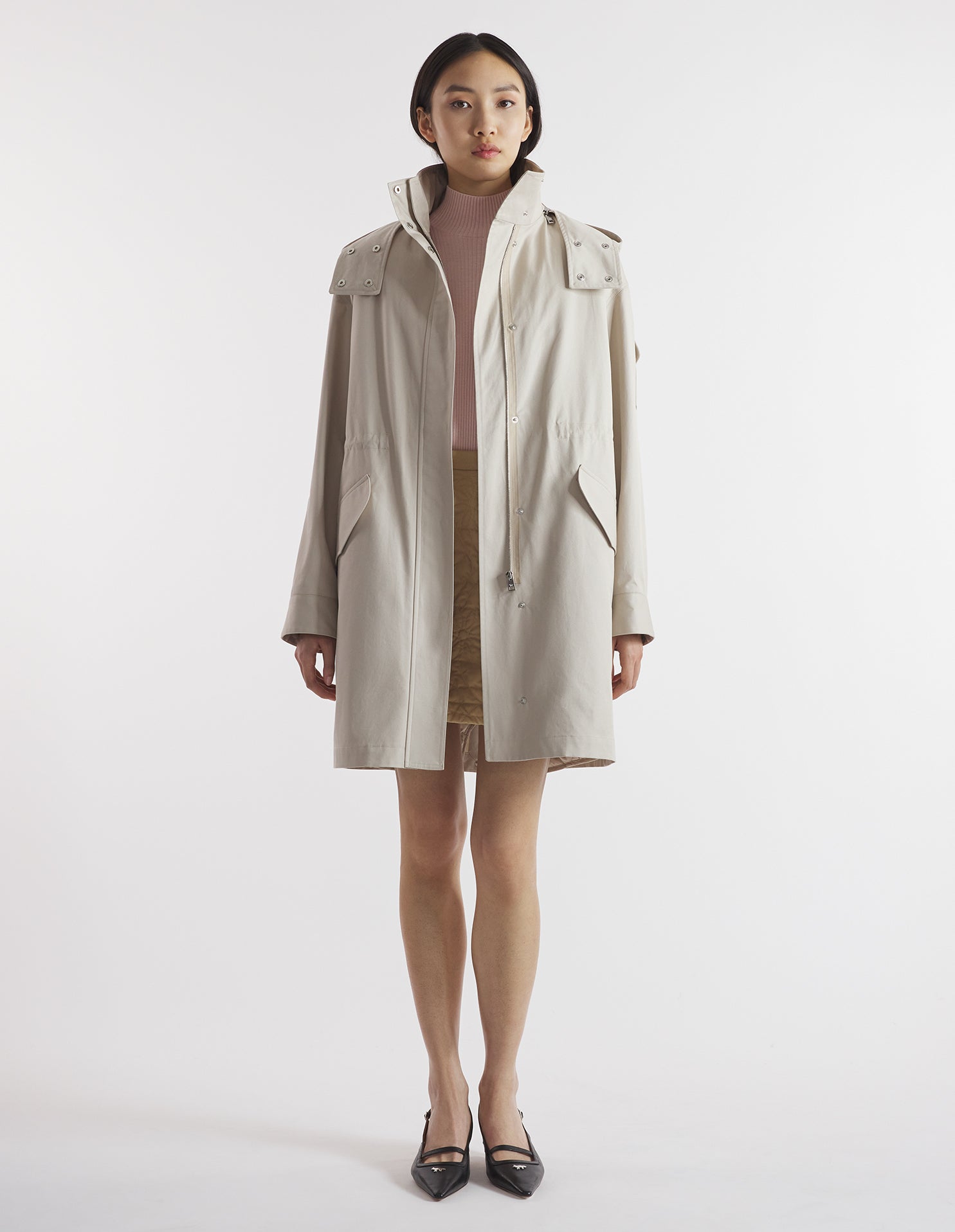 Womens | Cotton Gabardine Winter Parka | Smoke