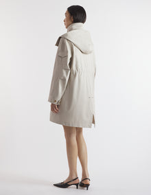 Womens | Cotton Gabardine Winter Parka | Smoke