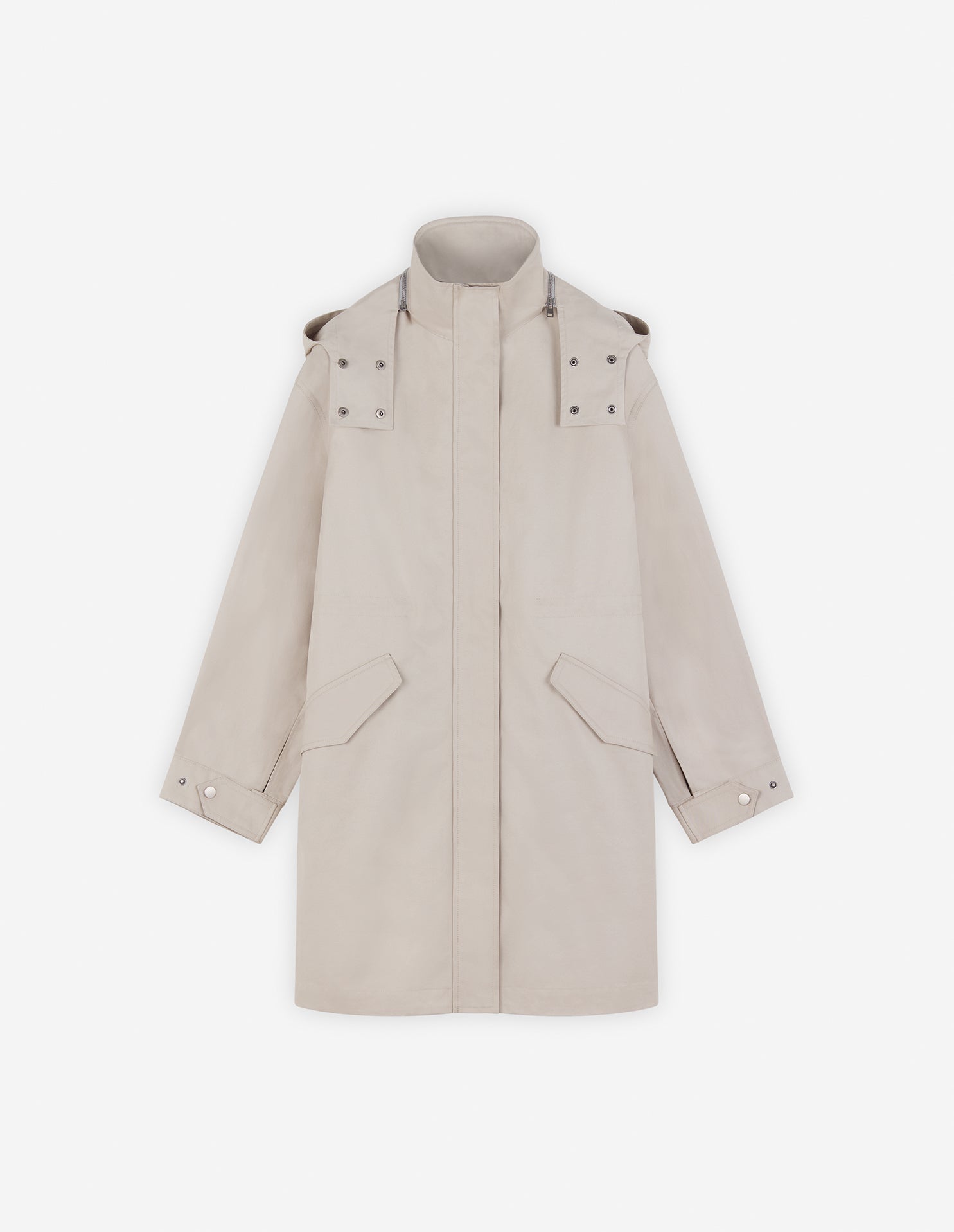 Womens | Cotton Gabardine Winter Parka | Smoke