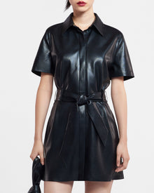 Halli Okobor Alt-Leather Shirt Dress | Black