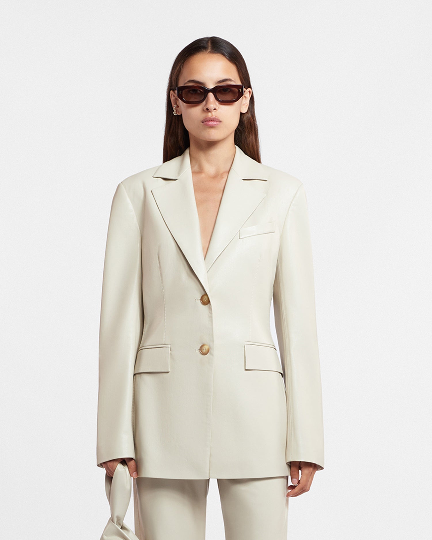 Hathi Okobor Alt-Leather Blazer | Creme