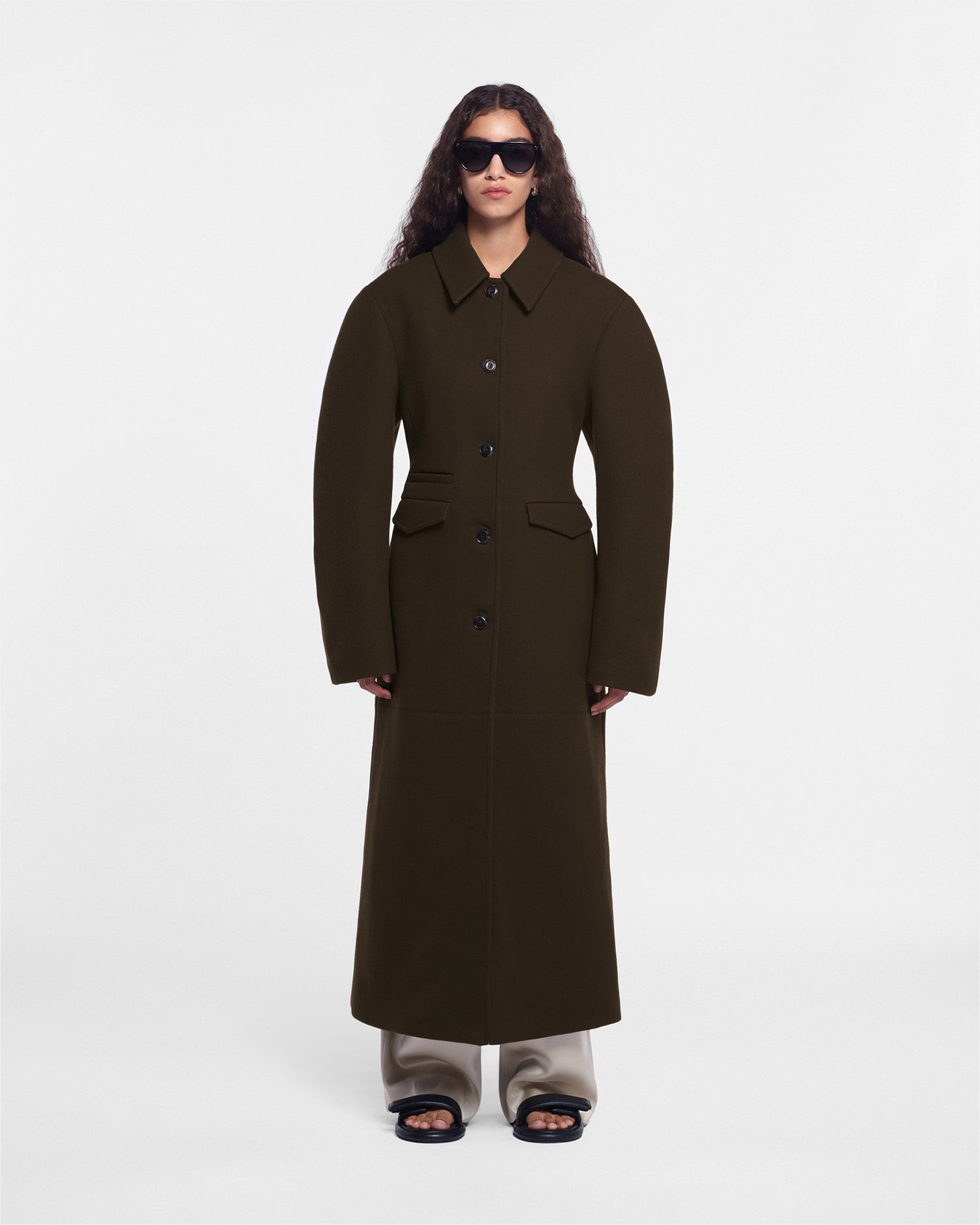 Brogan Felted Wool Coat | Dark Green