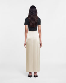 Heida Slip Satin Wrap Skirt | Porcelain