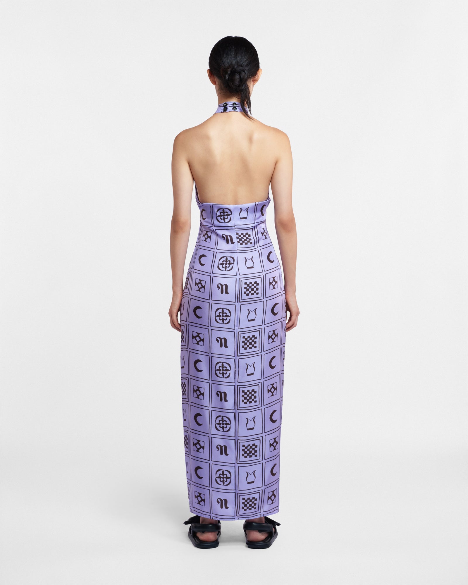 Elima Silk-Twill Halterneck Dress | Kopjafa Lilac