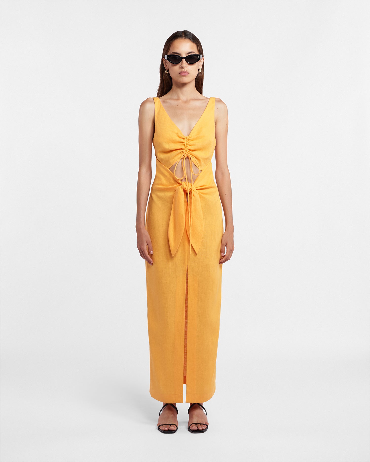 Kubra Ruched-Front Dress | Orange Pf23