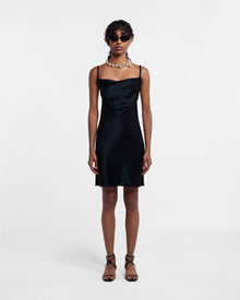 Womens | Merva Slip Satin Mini Dress | Black