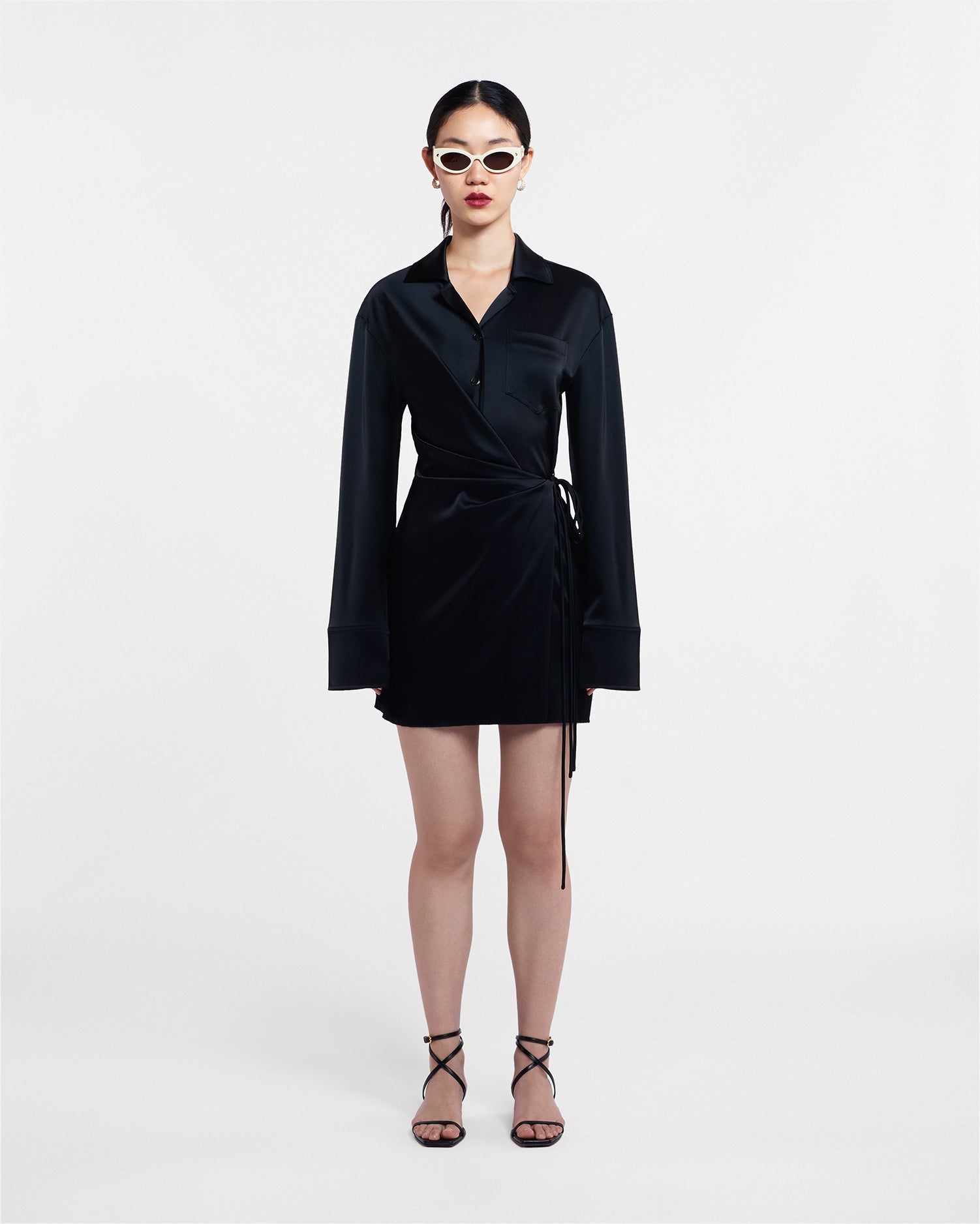 Xaviera Slip Satin Mini Dress | Black