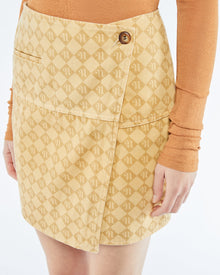 Casna Laser Faded Monogram Camel Skirt | Denim