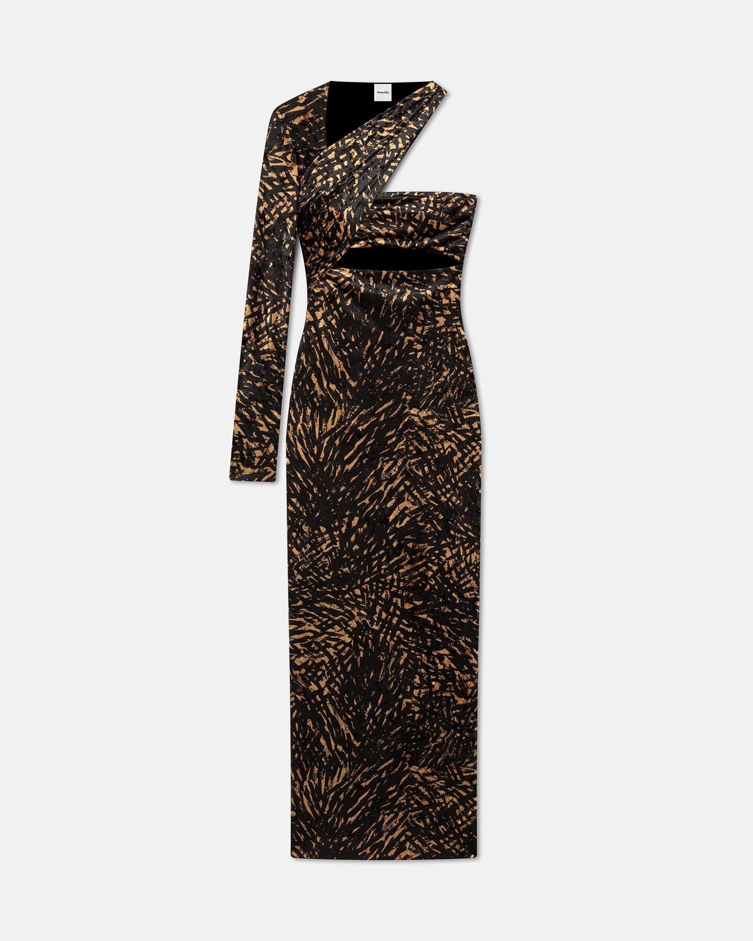 Neave Asymmetric Crushed Velvet Midi Dress | Fur Stroke Animal