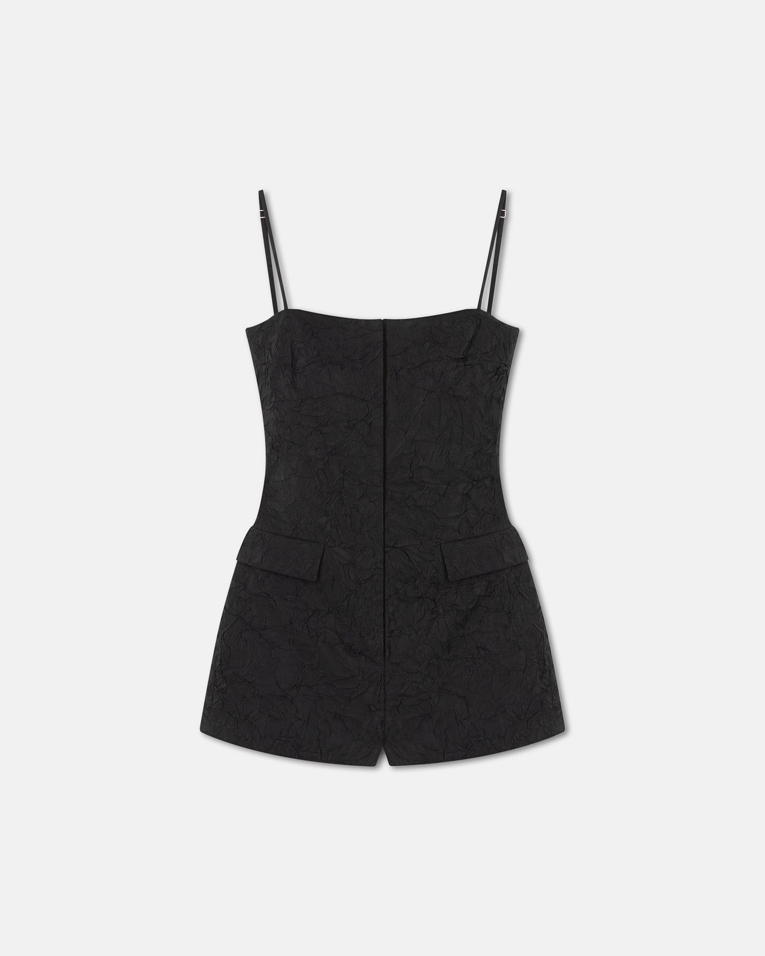 Womens | Akari Sculpted Glass Poplin Romper | Black