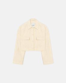 Coreen Cropped Sculpted Glass Poplin Shirt | Oat