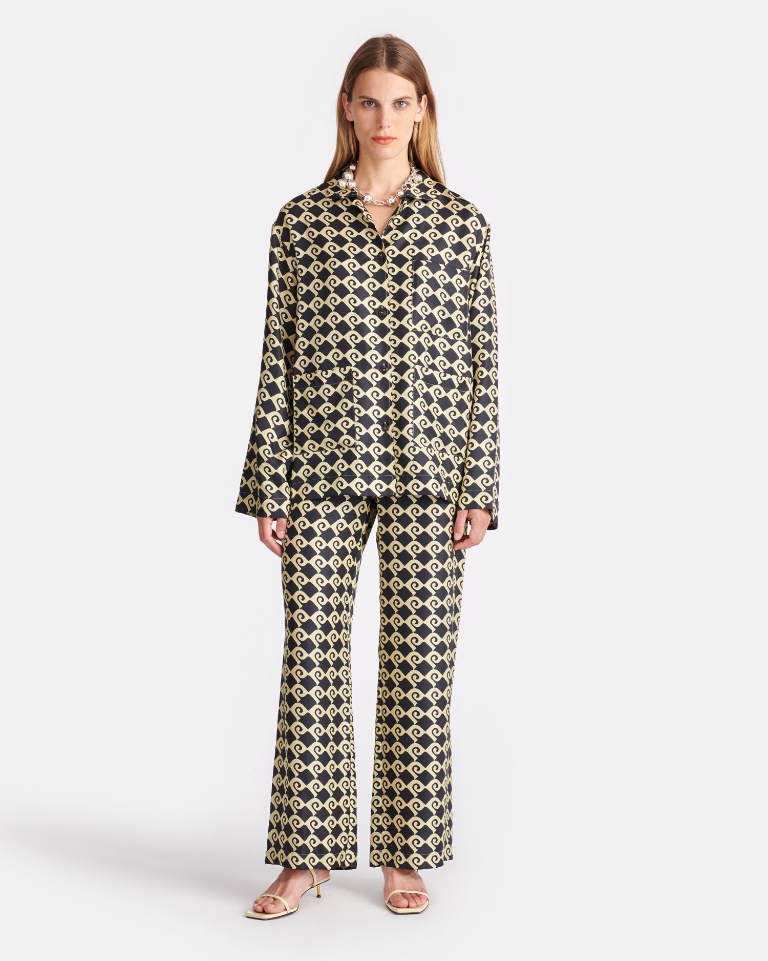 Kamala Printed Silk-Twill Shirt | Diamond Check