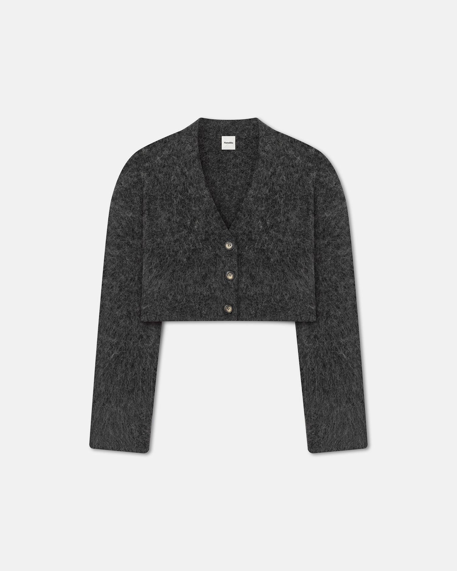 Henny Cropped Brushed-Alpaca Cardigan | Charcoal