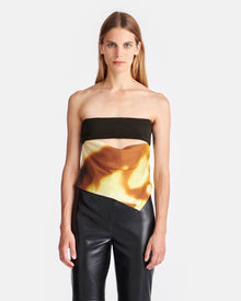 Jacinda Printed Silk And Mesh-Jersey Bandeau Top | Smudged Graffiti