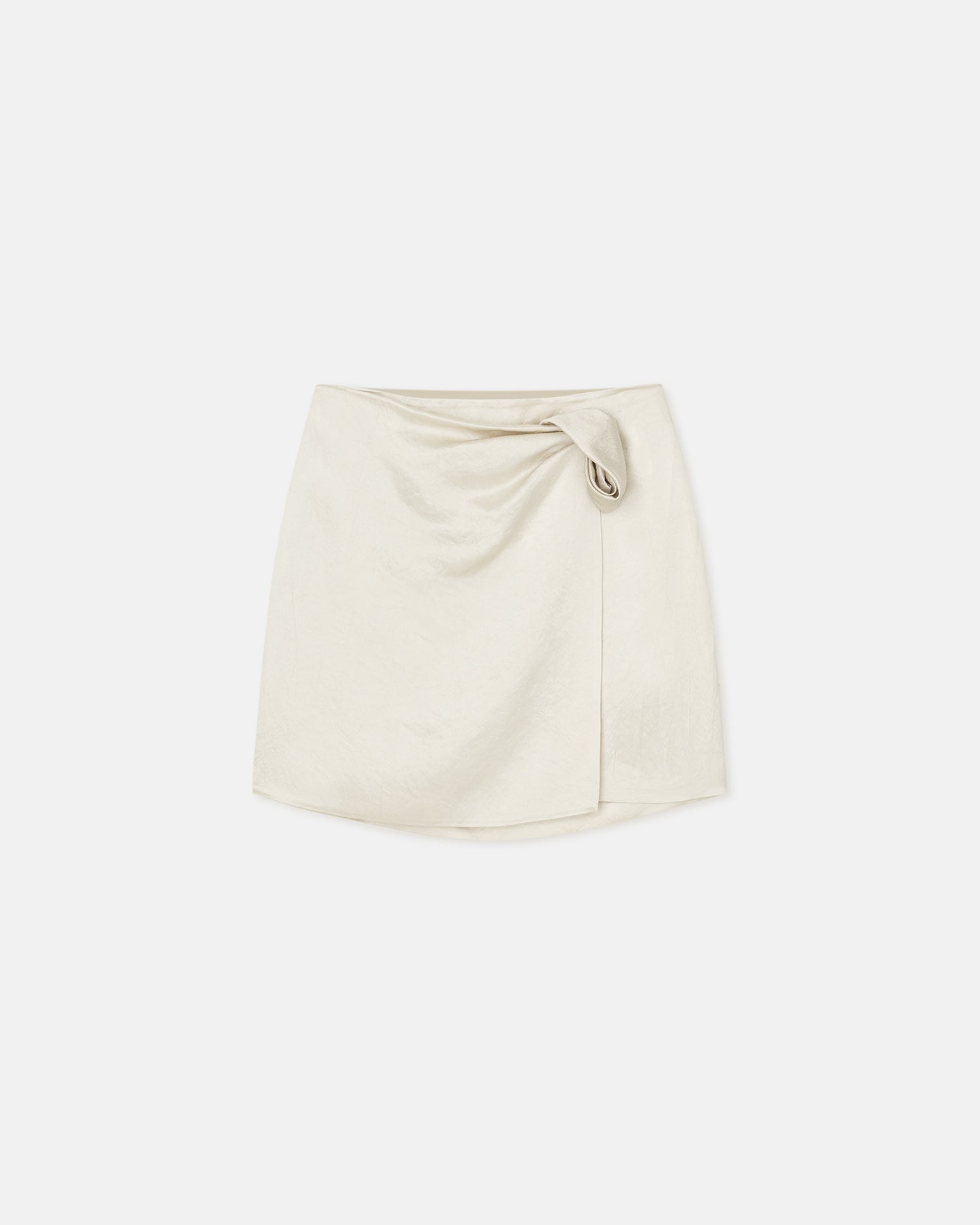 Kole Ruched Crinkled-Satin Mini Skirt | Ecru