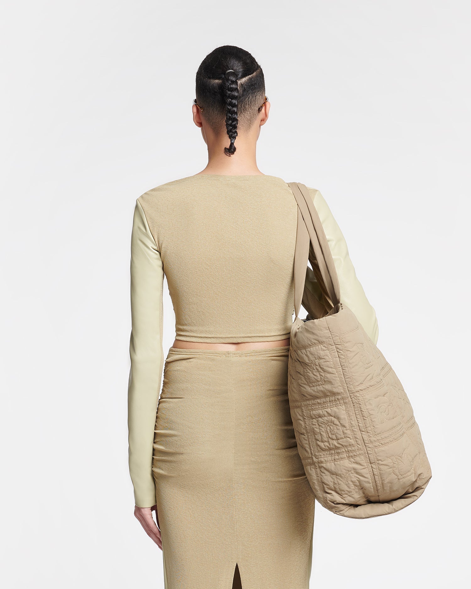 Womens | Maylah Cropped Okobor Alt-Leather Top | Pale Olive