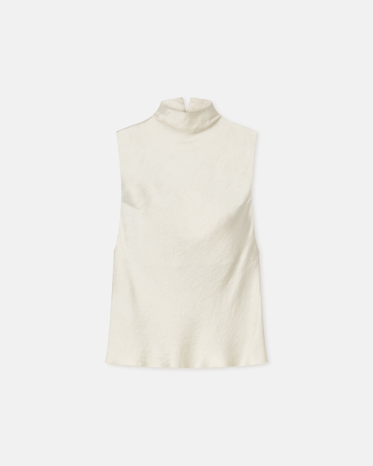 Womens | Colson Crinkled-Satin Turtleneck Top | Ecru