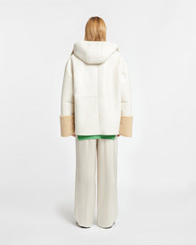 Maso Hooded Bonded Shearling Pullover | Creme/Crayon