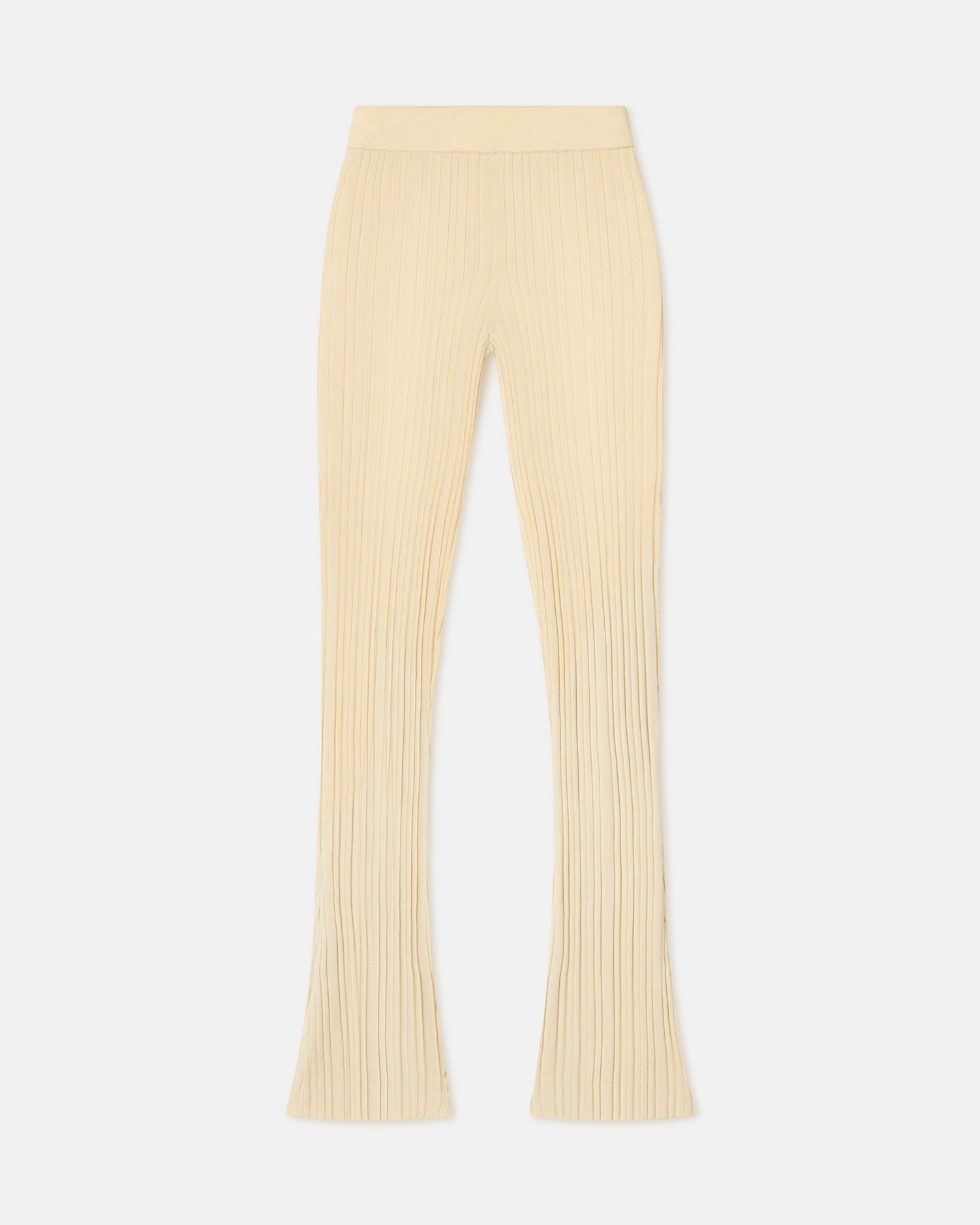 Malise Cropped Ribbed Merino Pants | Lime Yellow/Creme