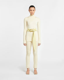 Malise Cropped Ribbed Merino Pants | Lime Yellow/Creme