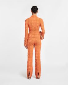 Womens | Lotte Checked Seersucker Shirt | Sunset Orange