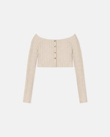 Sidone Off-The-Shoulder Jersey Cardigan | Creme