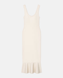 Talulla Leather-Trimmed Ribbed-Jersey Midi Dress | Creme