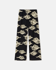 Brenda Printed Crepe Pants | Cloud Black/Creme