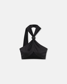 Maru Knotted Slip Satin Bralette | Black