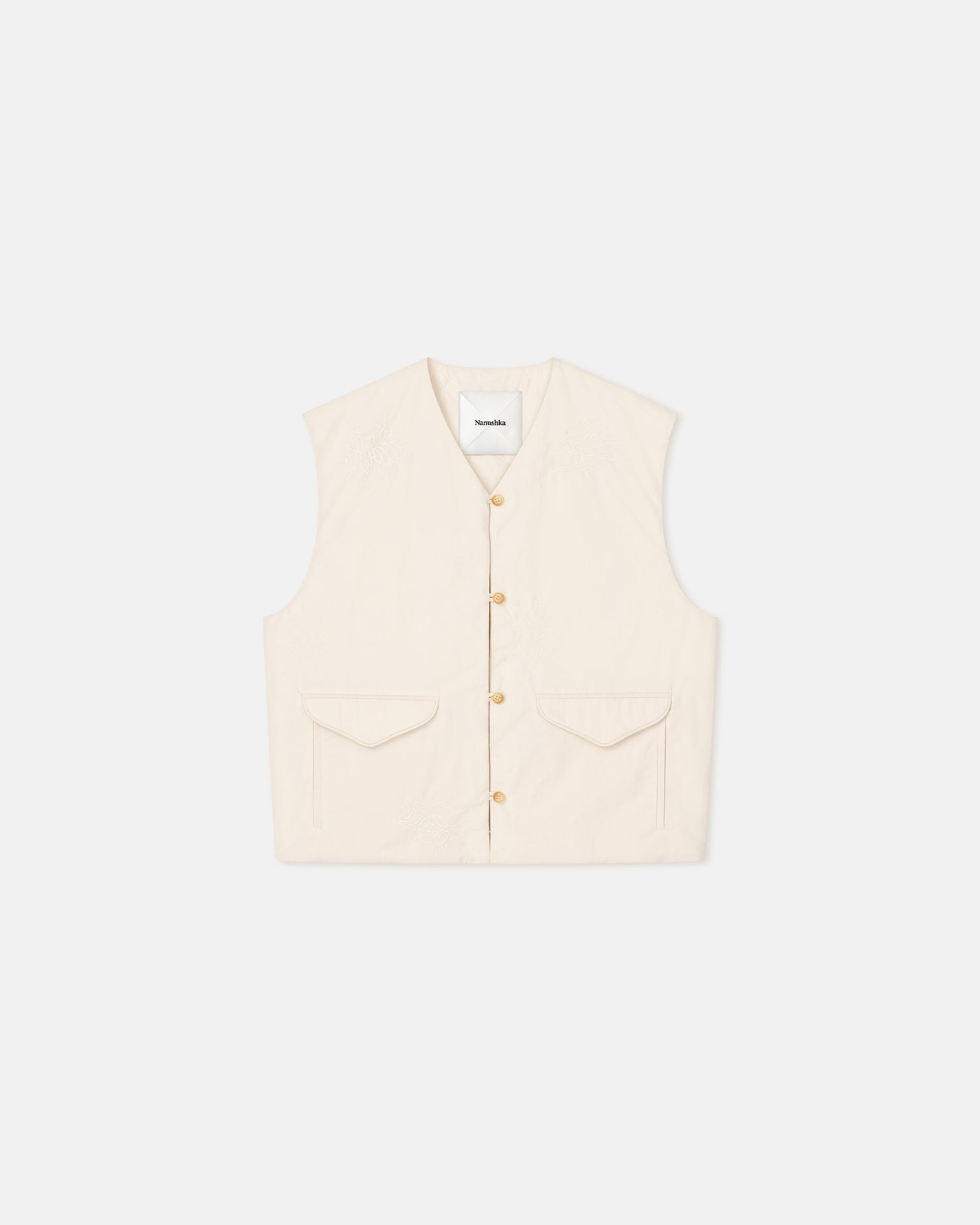 Maie Quilted Heavy Poplin Vest | Creme