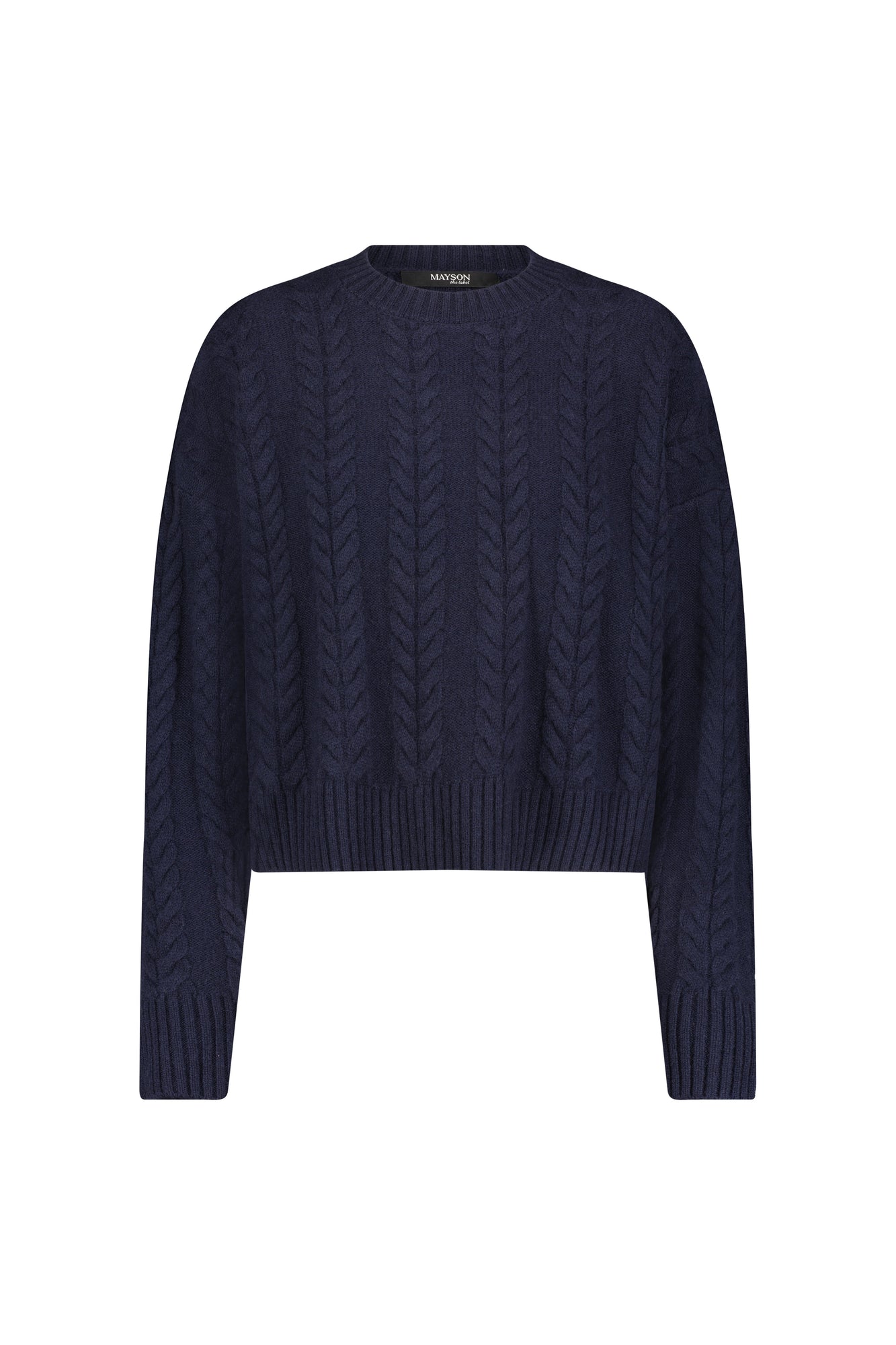 Boxy cable sweater navy