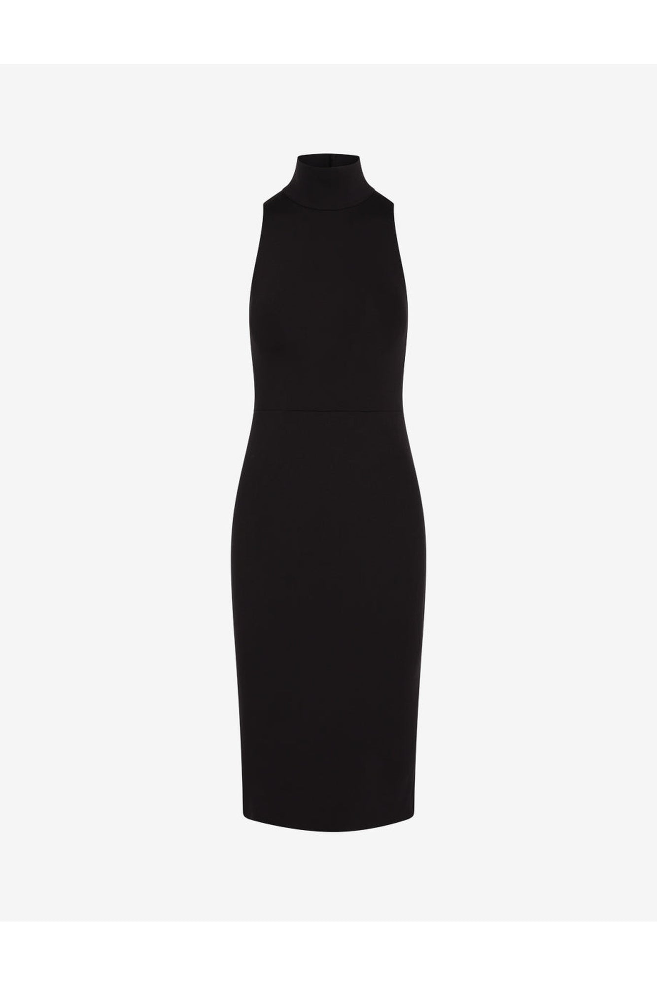 Neoprene Turtleneck Midi Dress | Black