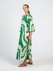 Printed Cotton Poplin Niva Dress | Luze Olive