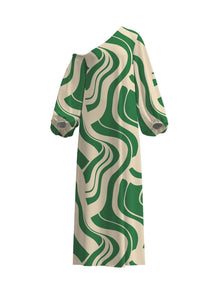 Printed Cotton Poplin Niva Dress | Luze Olive