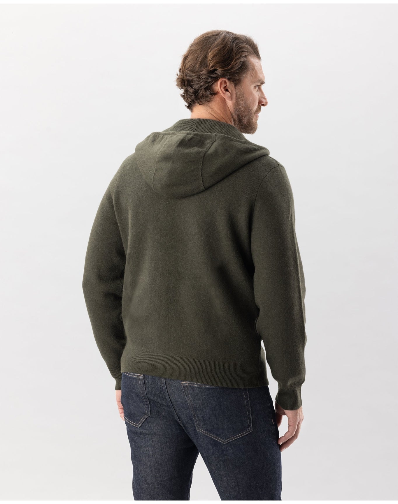 Nomad1942 | Men | Columbus Cashmere Hoodie Jacket | Olive