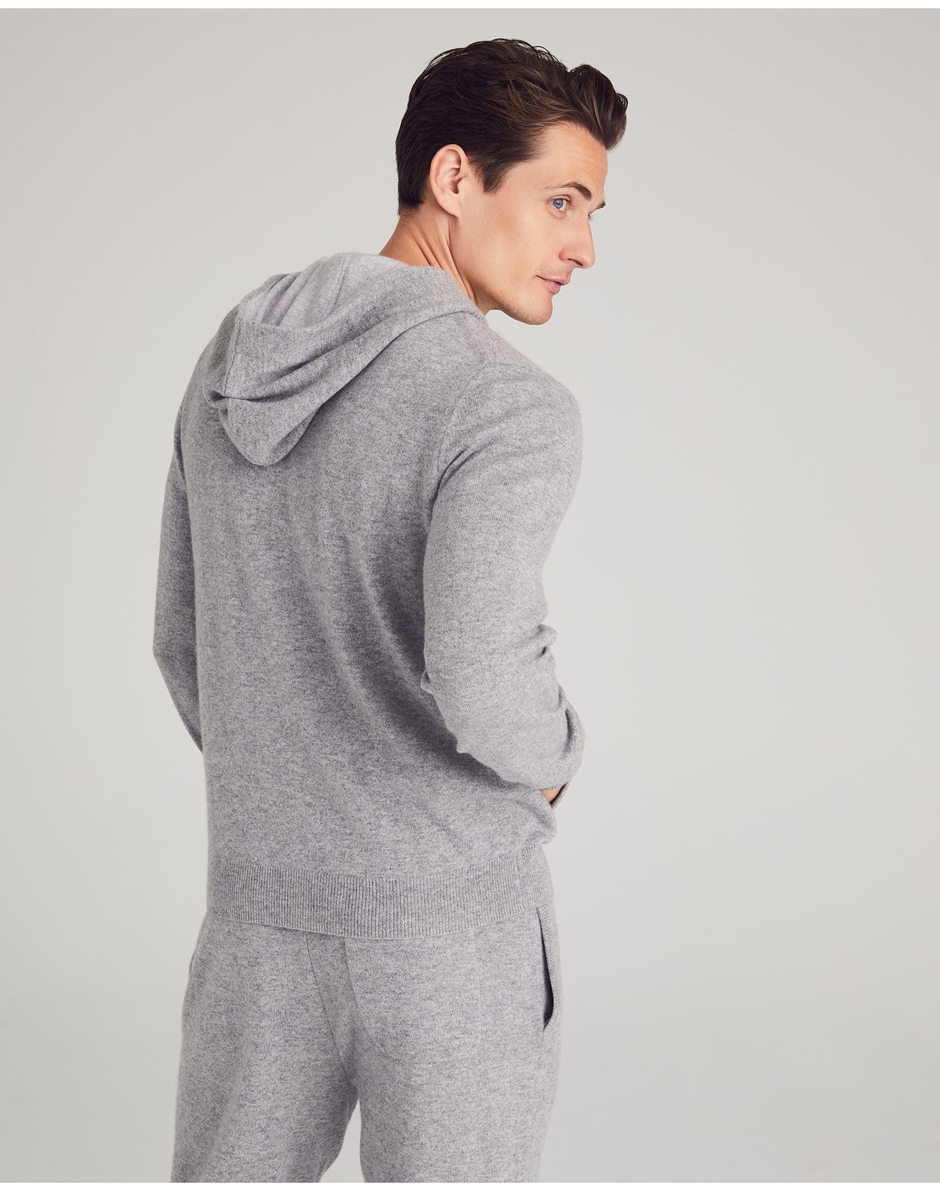 Nomad1942 | Men | Stuyvesant Zip Cashmere Hoodie | Drizzle