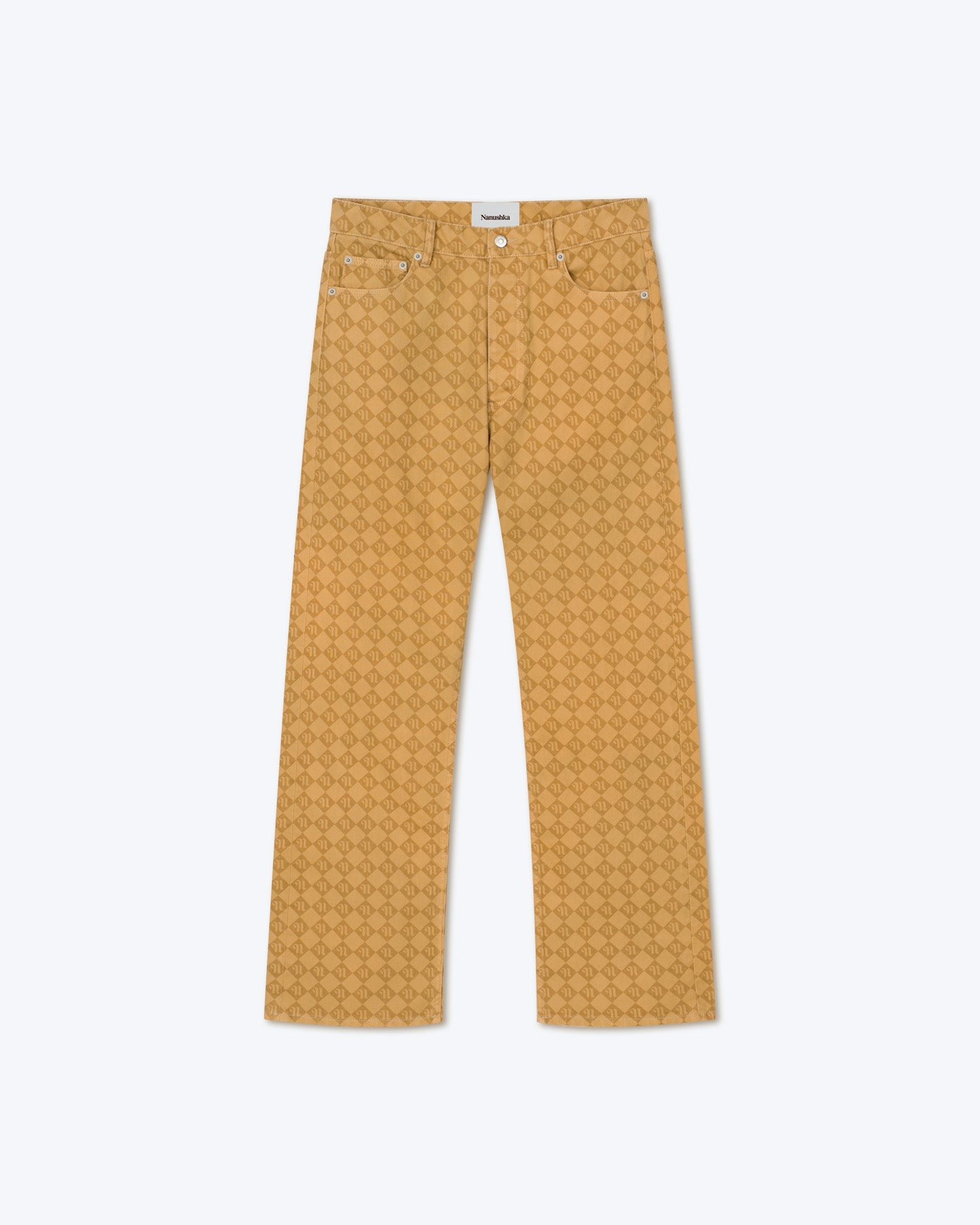 Gannon Laser Faded Monogram Jeans | Camel