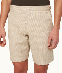 Norwich Seersucker Seersucker Stripe Tailored Fit Shorts Woven | Chai/White Stripe