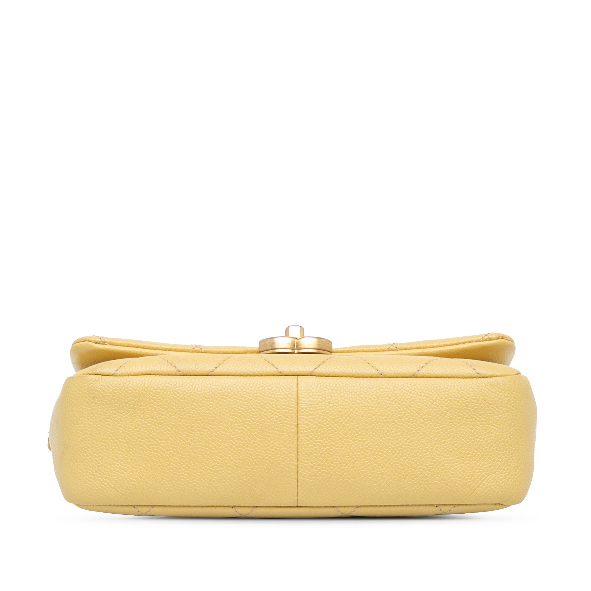 Chanel | Pre-Owned Small Quilted Caviar Chain Melody Flap | Yellow