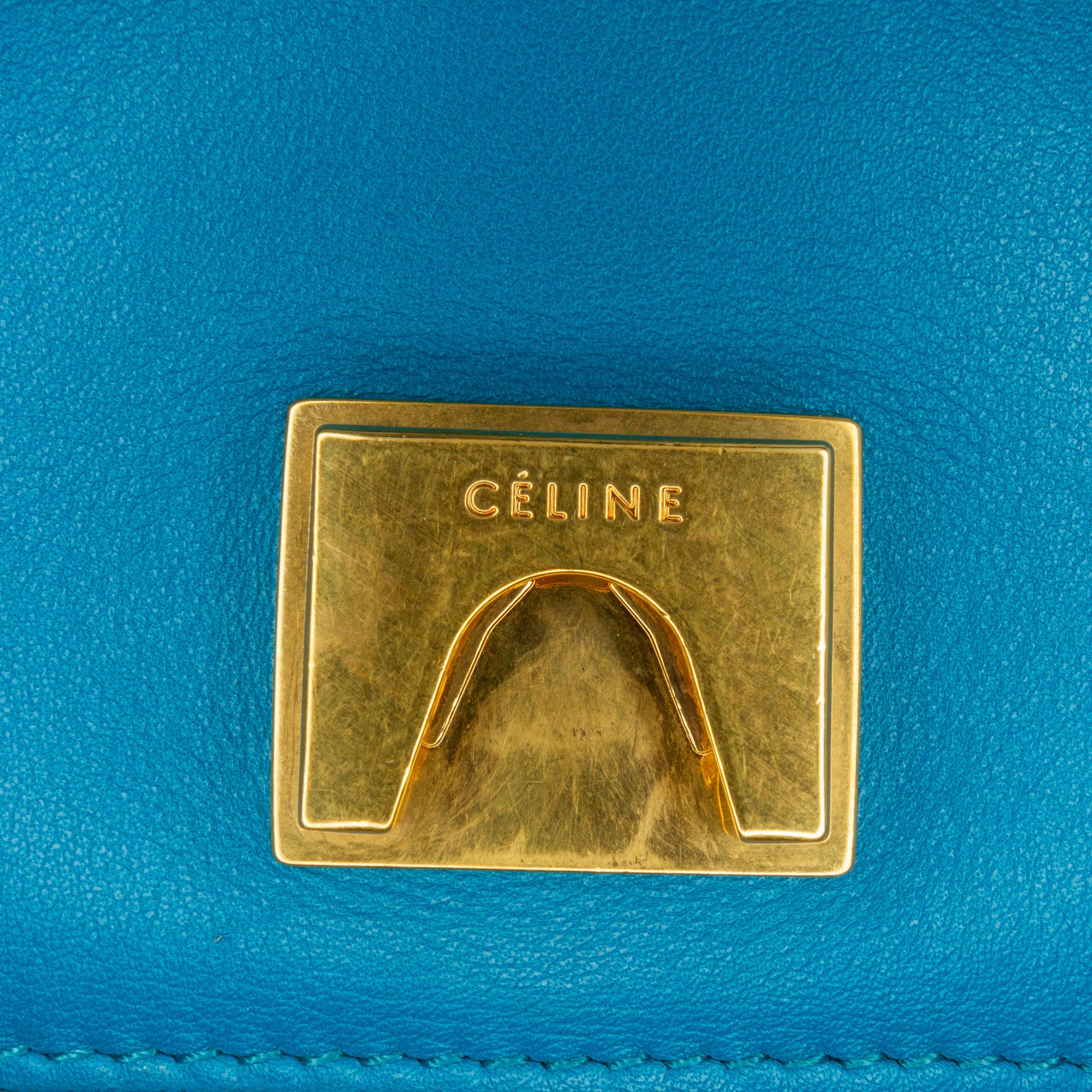 Celine | Pre-Owned Leather Frame Shoulder Bag | Black/Blue