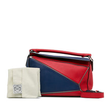 Loewe | Pre-Owned Small Bicolor Calfskin Puzzle Satchel | Red