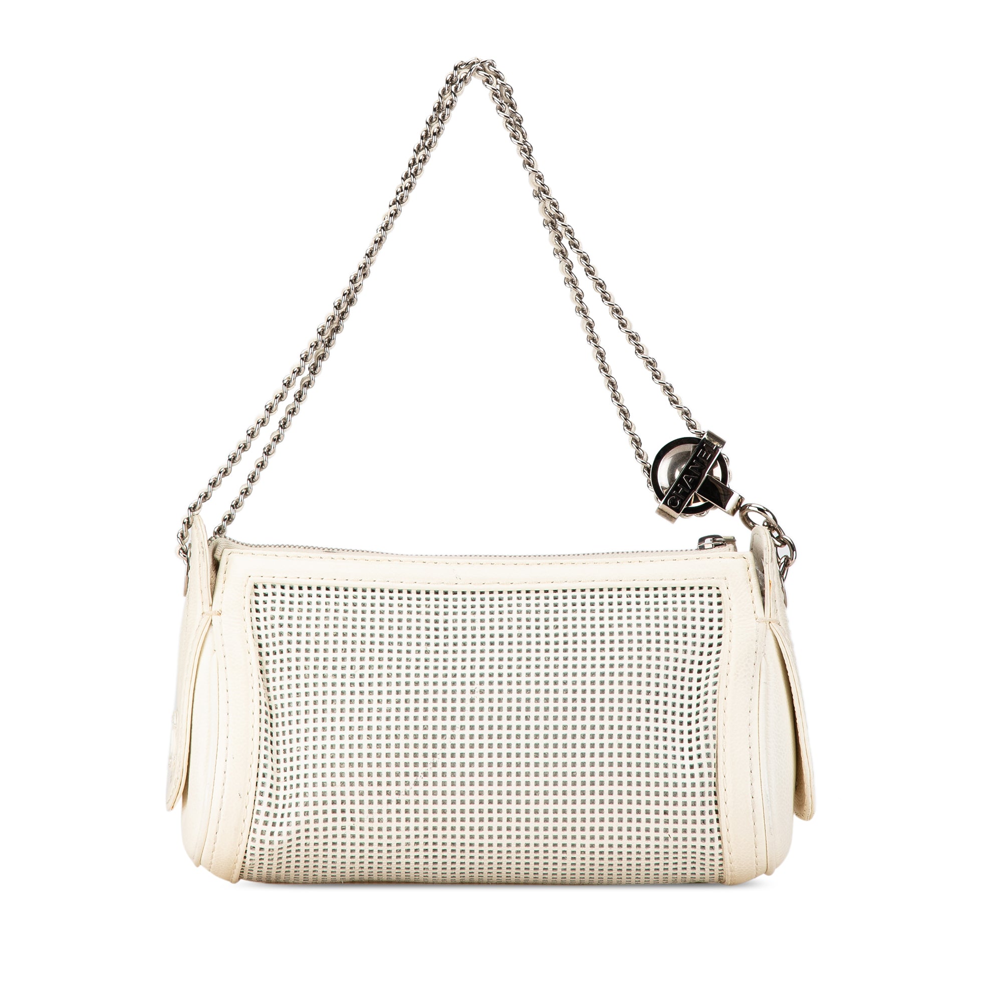 Chanel | Pre-Owned Caviar Perforated Pulley Shoulder Bag | White/Ivory