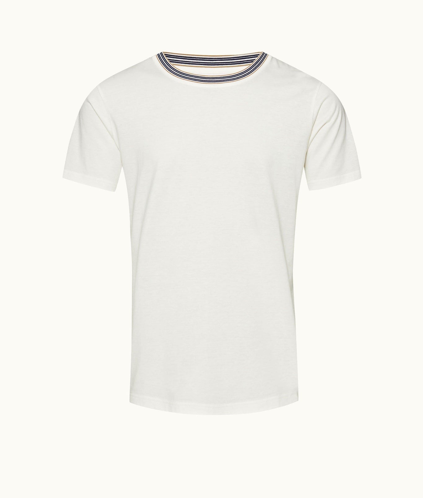 OB Standard Classic Fit Stripe Neckline T-Shirt | White Sand
