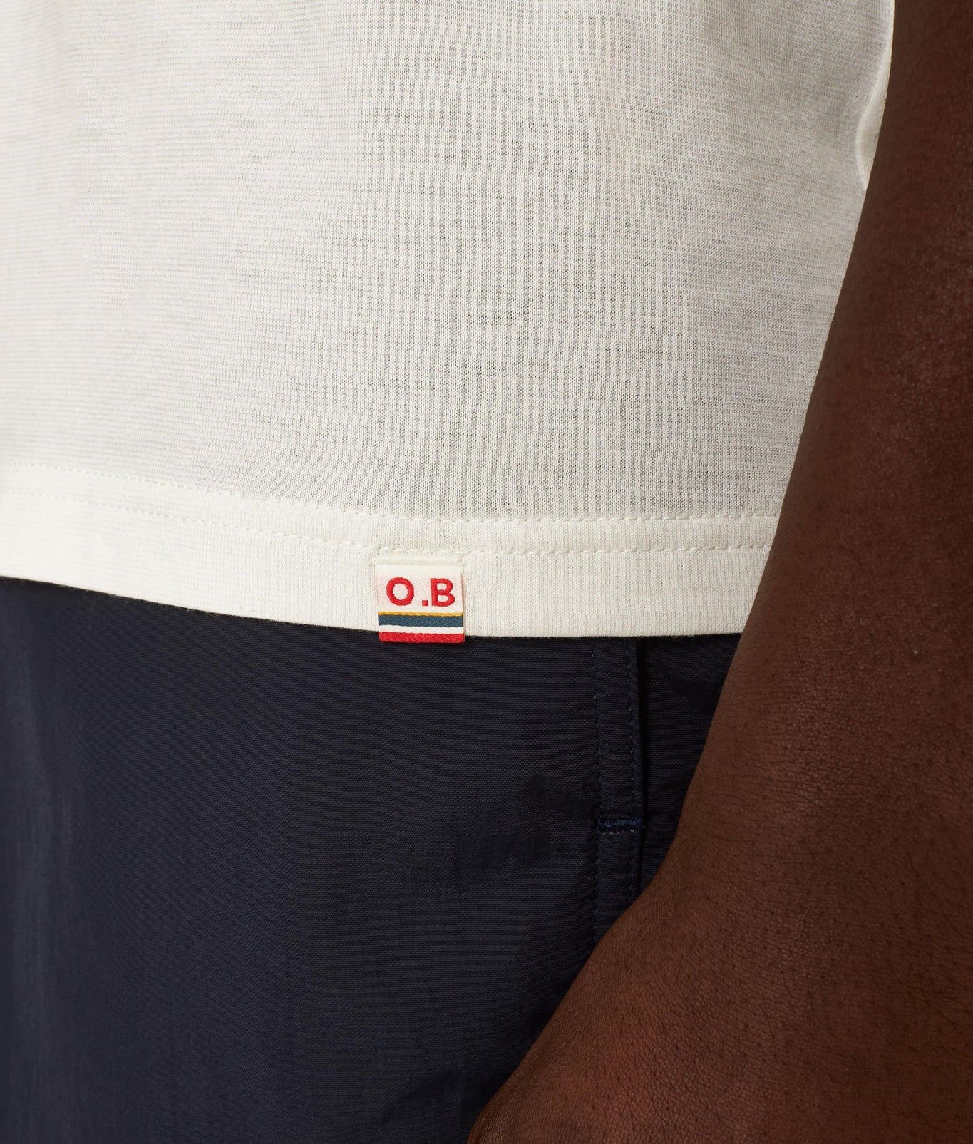 OB Standard Classic Fit Stripe Neckline T-Shirt | White Sand