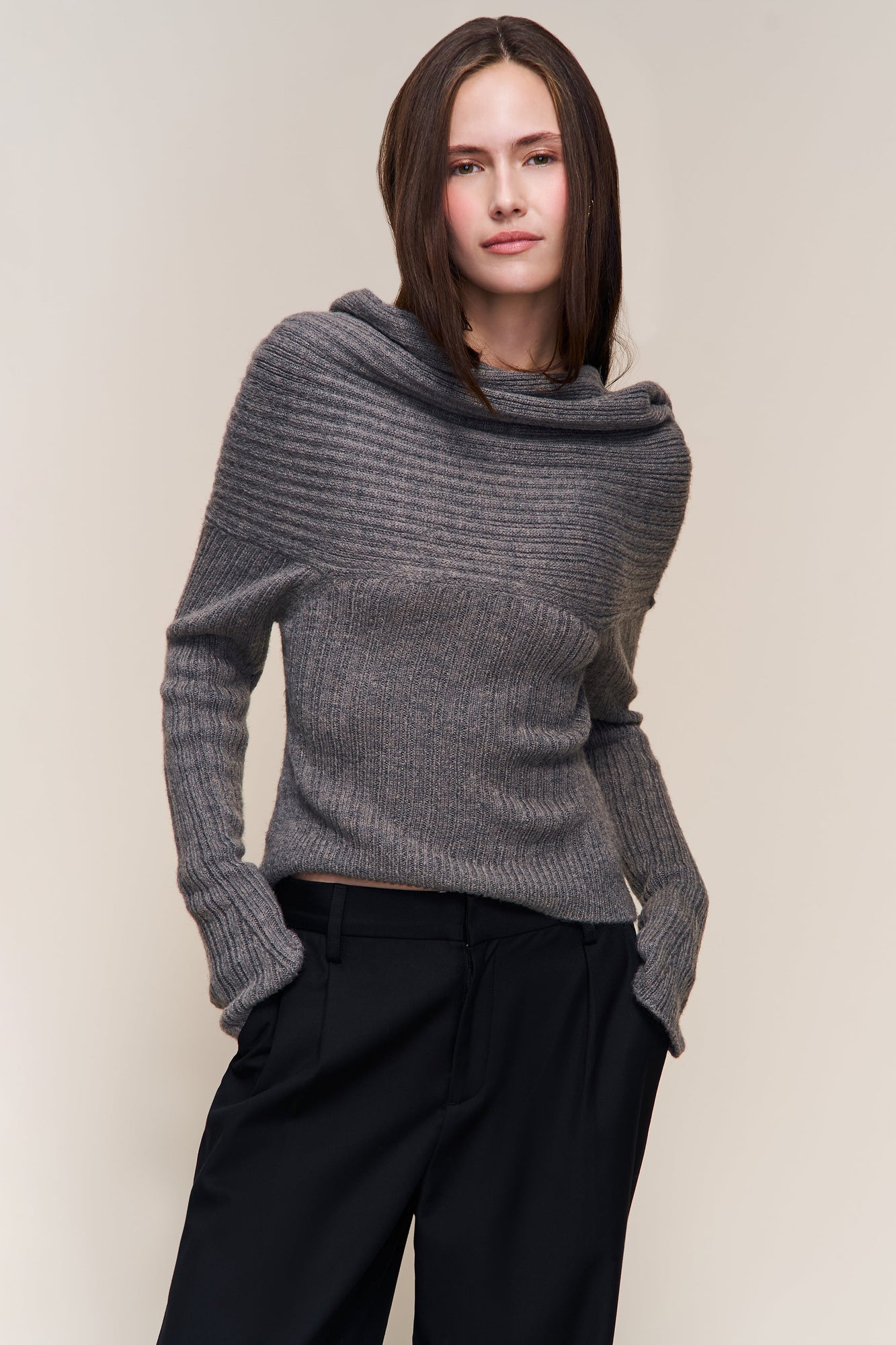 Womens | Loretta Turtleneck Top | Night Grey