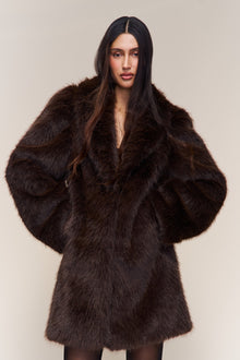Womens | Roxie Faux Fur Coat | Chocolate