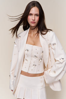Womens | Embellished Twill Corset | Ivory
